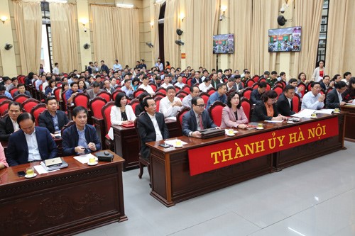 Lãnh đạo Đoàn ĐBQH, Thường trực, lãnh đạo các Ban, Văn phòng HĐND TP Hà Nội dự quán triệt Quy định về bảo vệ chính trị nội bộ