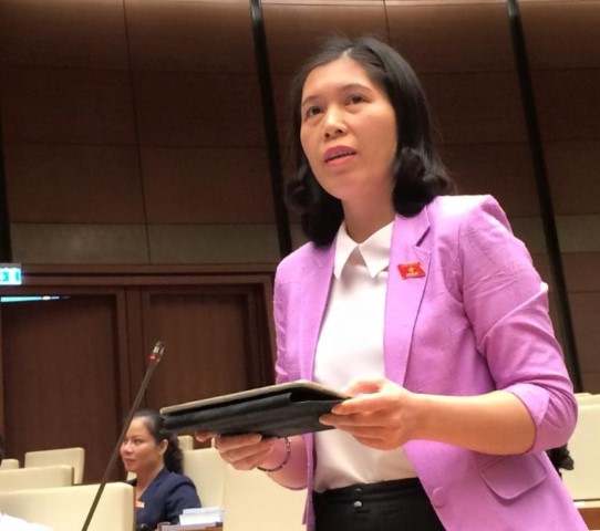 Đại biểu Trần Thị Phương Hoa phát biểu tại hội trường về dự thảo Luật Phòng, chống tác hại của rượu, bia