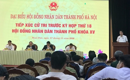 Phó Bí thư Thành ủy, Phó Chủ tịch Thường trực HĐND TP Nguyễn Ngọc Tuấn tiếp xúc cử tri huyện Hoài Đức 