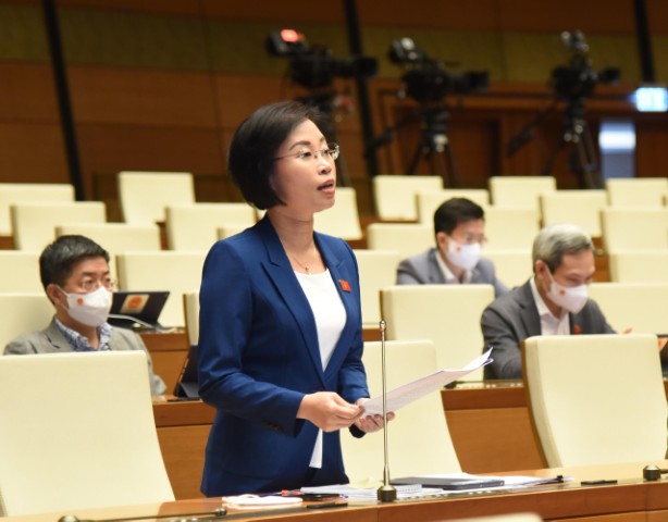 Phó Trưởng Đoàn ĐBQH chuyên trách Phạm Thị Thanh Mai thảo luận, góp ý vào dự án Luật Kinh doanh Bảo hiểm (sửa đổi)