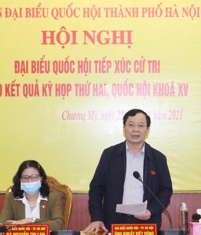 Đại biểu Quốc hội thành phố Hà Nội đơn vị bầu cử số 8 tiếp xúc cử tri các huyện Chương Mỹ, Quốc Oai, Thạch Thất báo cáo kết quả kỳ họp thứ 2, Quốc hội khóa XV