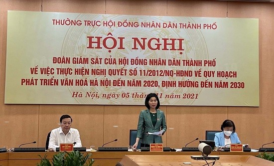 Đoàn giám sát của HĐND làm việc với UBND Thành phố về quy hoạch phát triển văn hóa Hà Nội