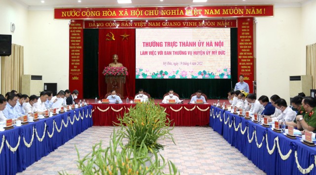 Thường trực Thành uỷ Hà Nội làm việc với Ban Thường vụ Huyện uỷ Mỹ Đức