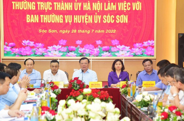 Thường trực. Thành uỷ Hà Nội làm việc với Ban Thường vụ Huyện uỷ Sóc Sơn