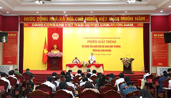 Thường trực HĐND huyện Thạch Thất tổ chức phiên giải trình về công tác vệ sinh môi trường 