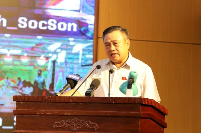 Chủ tịch UBND thành phố Hà Nội Trần Sỹ Thanh tiếp xúc cử tri huyện Mê Linh, Sóc Sơn