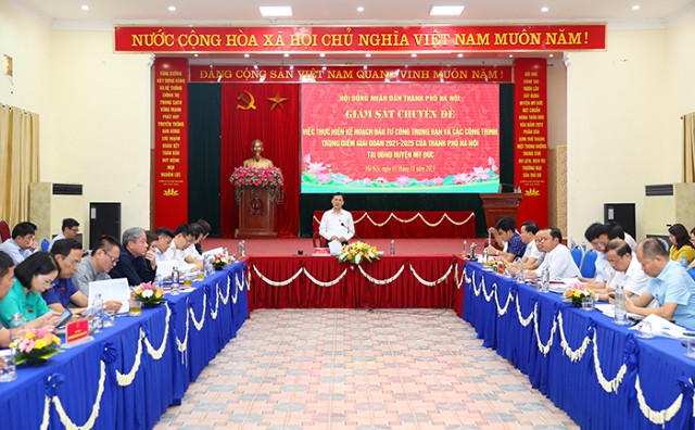HĐND Thành phố giám sát tại huyện Mỹ Đức về thực hiện kế hoạch đầu tư công