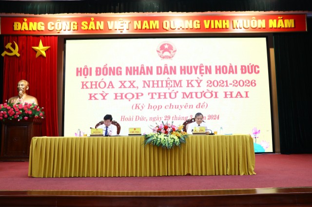  Kỳ họp thứ Mười hai HĐND huyện Hoài Đức khoá XX xem xét, quyết nghị nhiều nội dung quan trọng