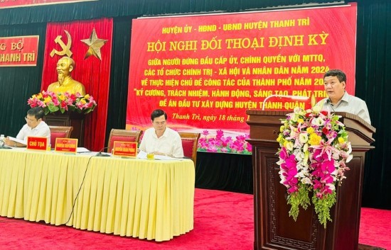Lãnh đạo huyện Thanh Trì đối thoại với đại diện Mặt trận Tổ quốc, các tổ chức chính trị - xã hội và Nhân dân